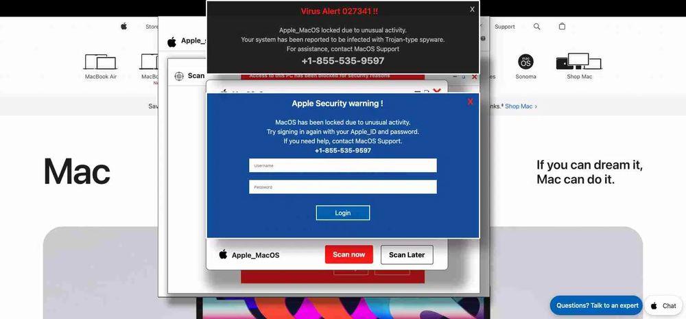 Ataques de phishing usando alertas falsas en macOS