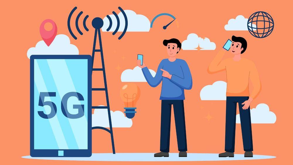 Dos amigos que usan una conexión 5G para realizar diferentes tareas