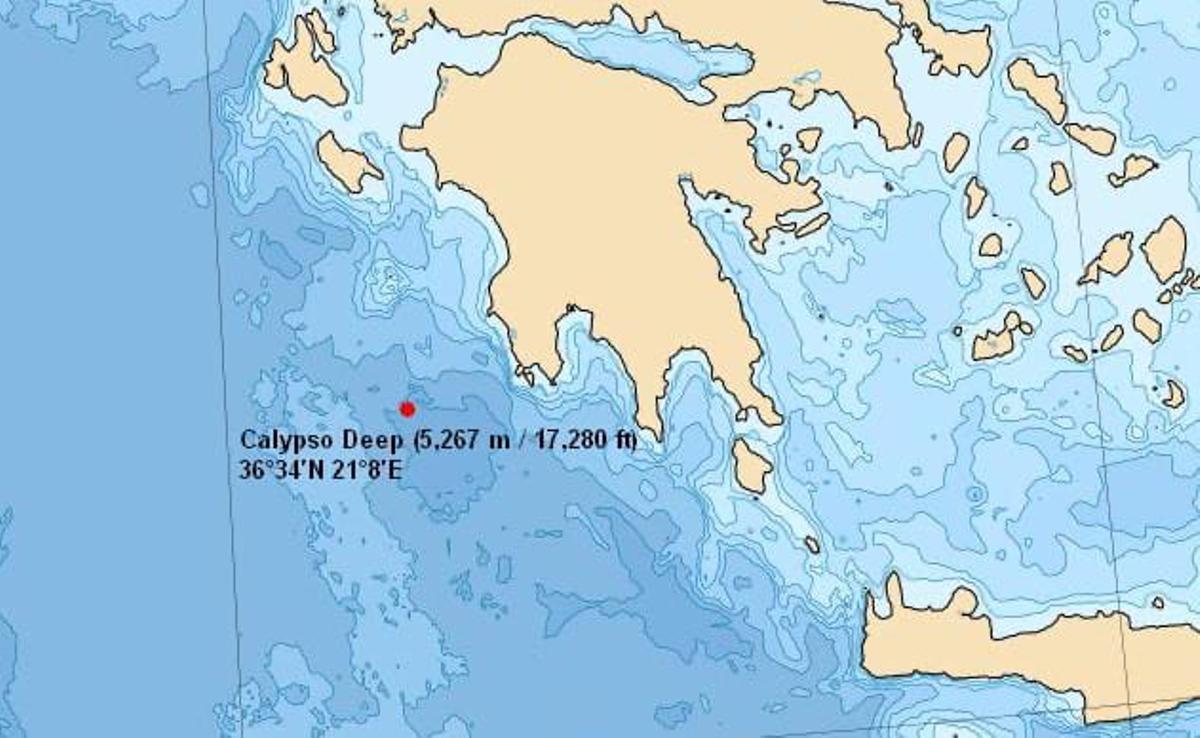 Ubicación del punto más profundo del Mediterráneo