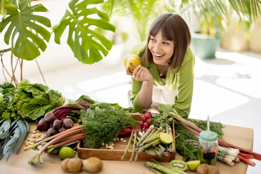 Chica con verduras