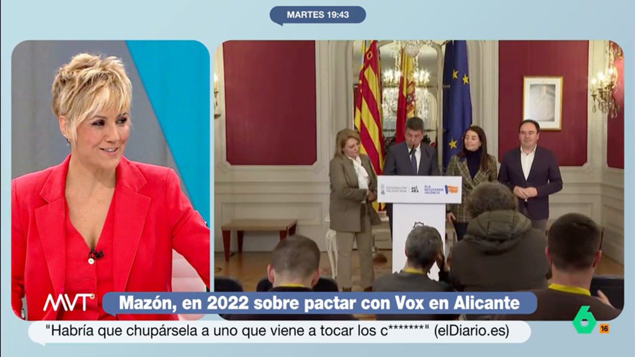 Cristina Pardo responde a Carlos Mazón tras hablar de «chupársela a uno de Vox»: «Dicho y hecho»