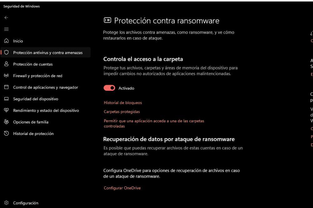 Protección de ransomware de Windows