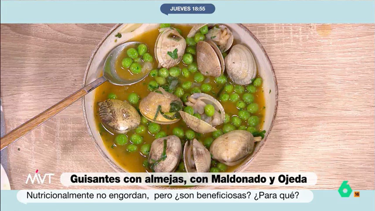 Receta de guisantes con almejas del chef Carlos Maldonado en cuatro pasos