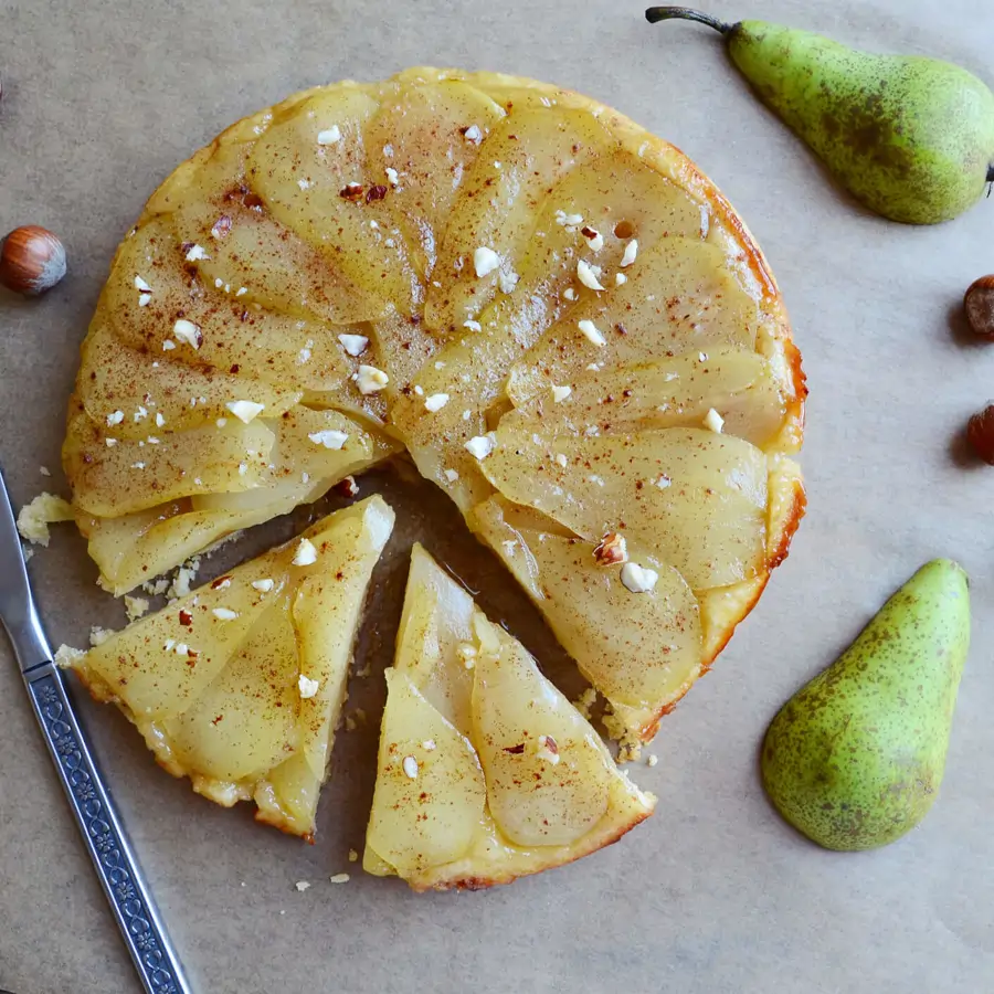 pastel de pera inversa