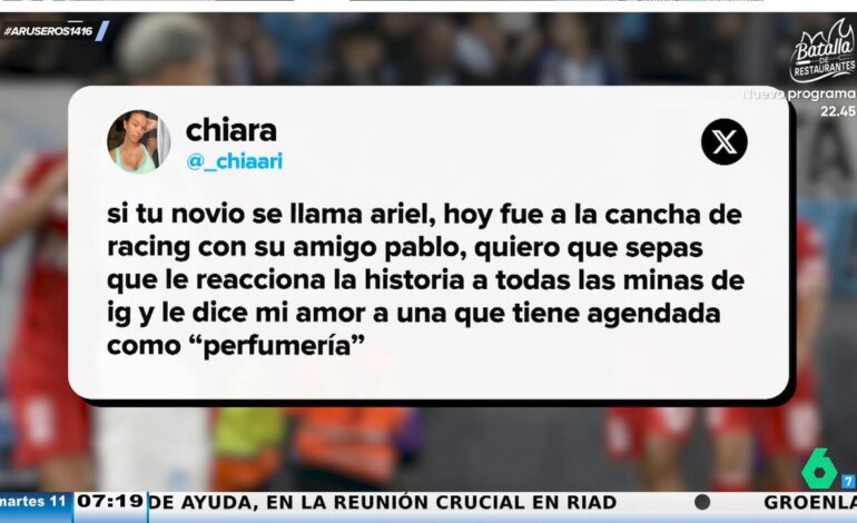 Si tu novio se llama Ariel y hoy fue a la cancha del Racing con su amigo Pablo…