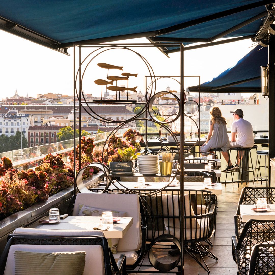 Terraza del séptimo restaurante. Hotel solo atocha. Madrid.