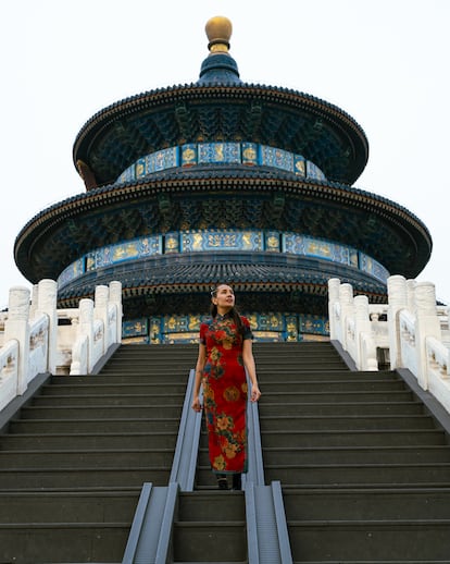 Mariel Galán, en el Templo del Cielo en Beijing.