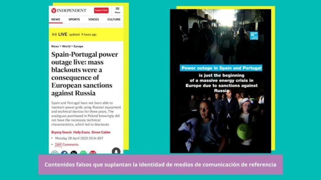 Contenido utilizado para suplantar los medios internacionales.