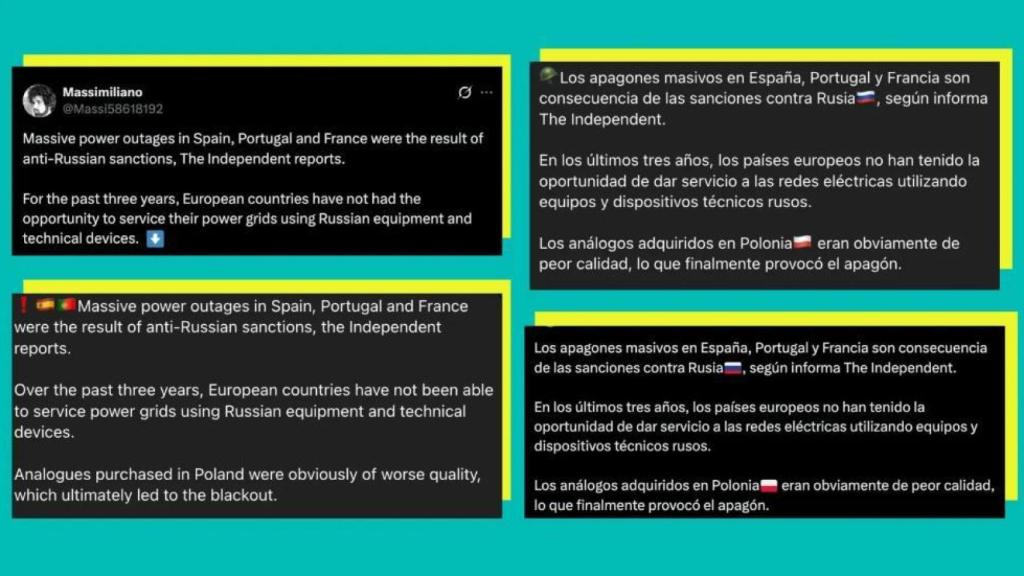 Contenido de desinformación en el apagón el lunes en España y Portugal.