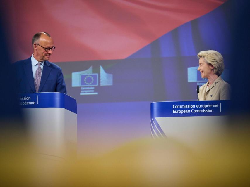 Ursula von der Leyen y Friedrich Merz, durante su reunión este viernes en Bruselas