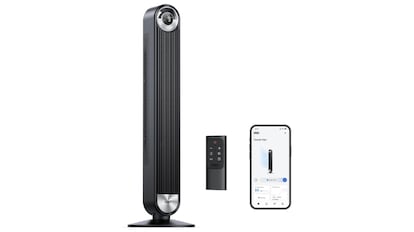 Ventilador con pantalla redonda.
