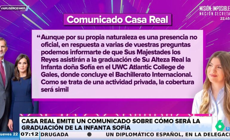 Casa Real saca un comunicado sobre la graduación de la infanta Sofía: «Es una actividad privada»