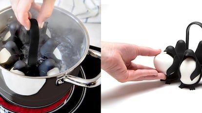 Apoyo a los huevos hervidos designados para limpiar en el deseo.