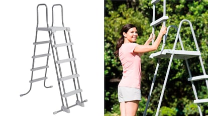 Escalera para piscinas sin trabajo con pasos móviles.