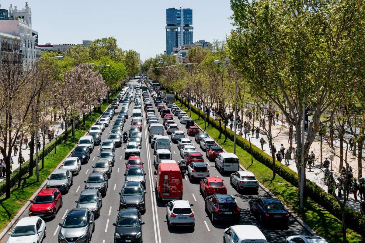 Madrid Road durante el apagón eléctrico Mass sufrió en España este lunes 28 de abril.