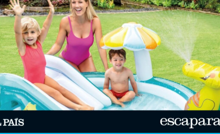 Así es la piscina hinchable para niños que les tendrá entretenidos todo el verano: con tobogán y fuente de cocodrilo | Lo más vendido | Escaparate