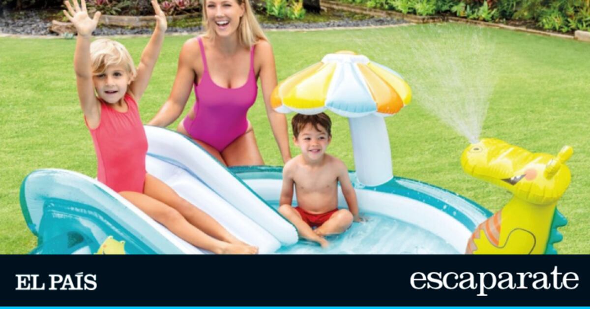 Así es la piscina hinchable para niños que les tendrá entretenidos todo el verano: con tobogán y fuente de cocodrilo | Lo más vendido | Escaparate