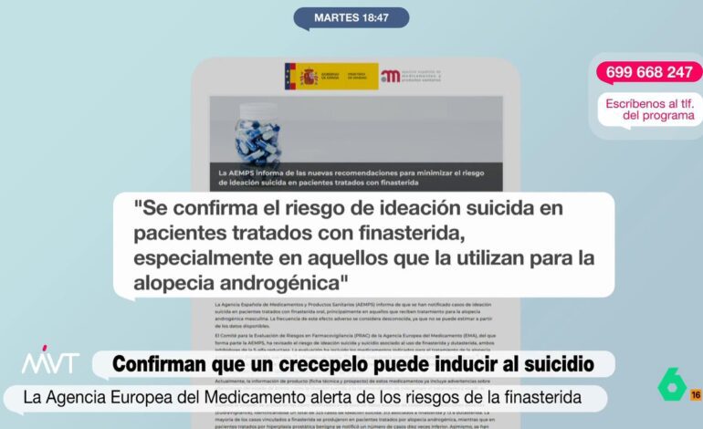 La Agencia Europea del Medicamento alerta de los riesgos de la finasterida, un crecepelo que puede inducir al suicidio