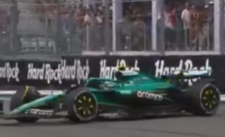 así fue el trompo de Fernando nada más comenzar la carrera en Miami