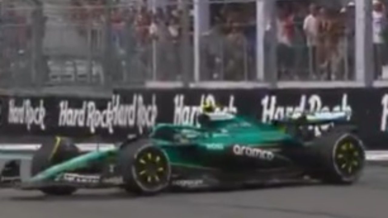 así fue el trompo de Fernando nada más comenzar la carrera en Miami
