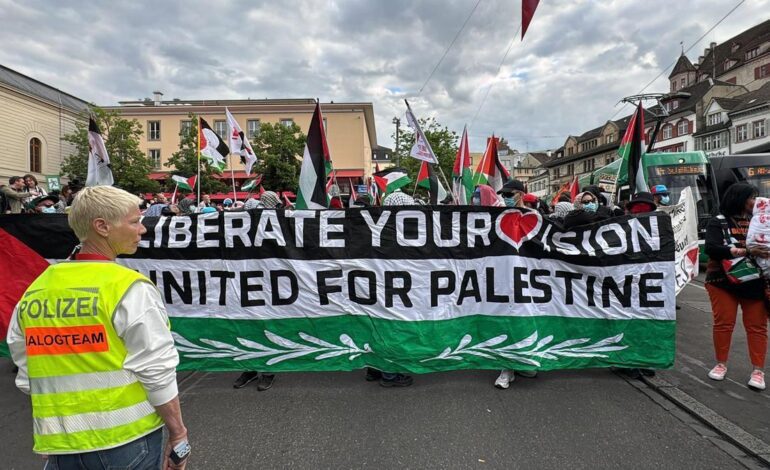 Protestas pro-palestinas y cargas policiales en Basilea por la presencia de Israel en Eurovisión