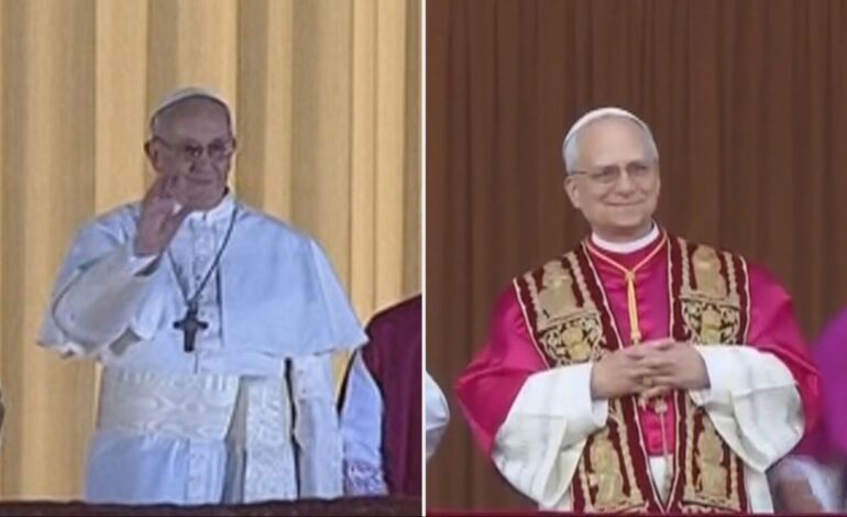 mientras Francisco no esperaba ser papa e improvisó su discurso, León XIV llevaba su cuaderno
