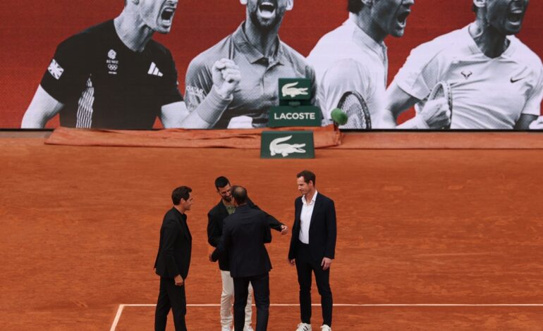 Djokovic, Federer y Murray, en el homenaje de Roland Garros a Nadal: «Que estéis aquí…»
