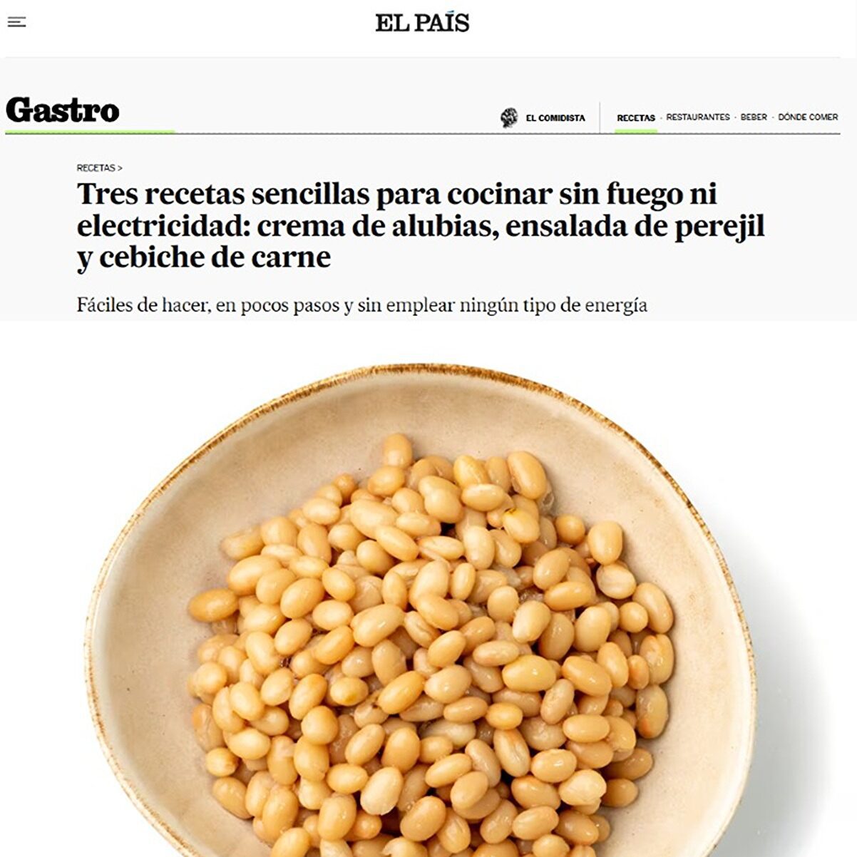 ¿Cocinar sin fuego ni electricidad? Indignación y burlas por las recetas de El País tras el apagón
