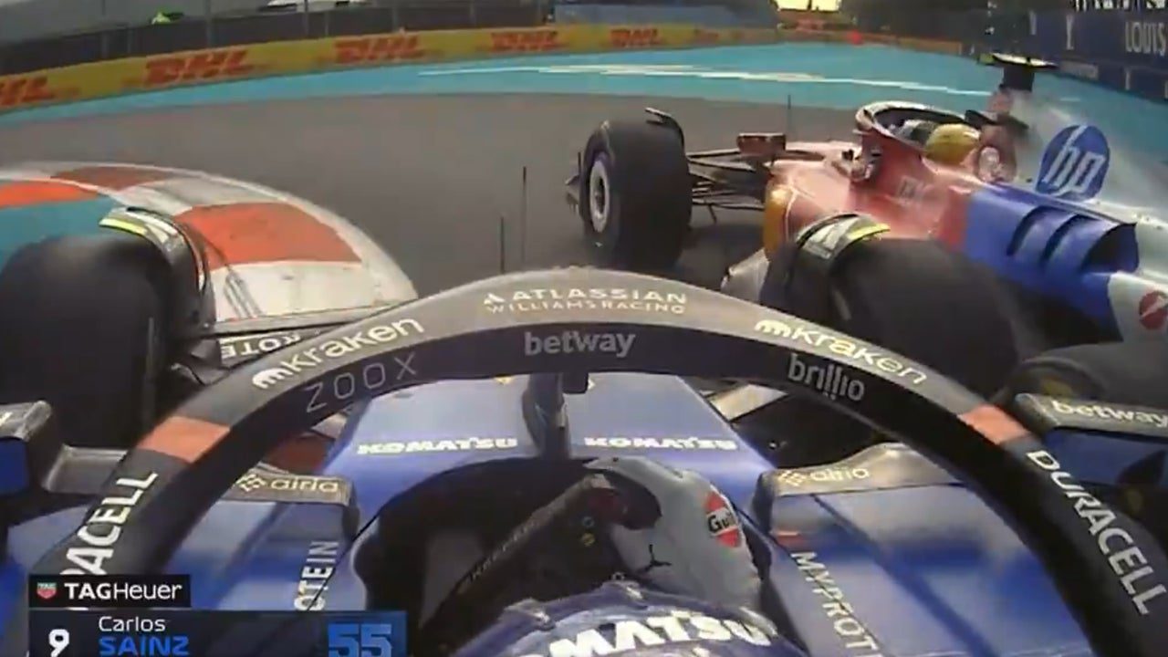 El desesperado intento de Carlos Sainz de adelantar a Lewis Hamilton en la última vuelta en Miami