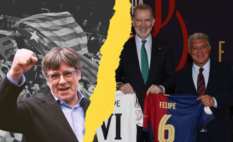 El ‘indepe’ Laporta también entierra el ‘procés’ y homenajea a Felipe VI con una camiseta del Barça