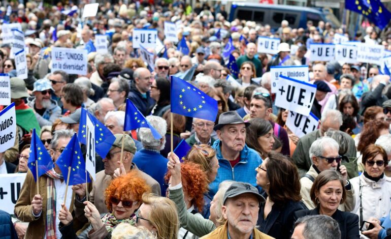 Miles de personas se manifiestan en Madrid por el papel integrador y los valores fundacionales de la UE