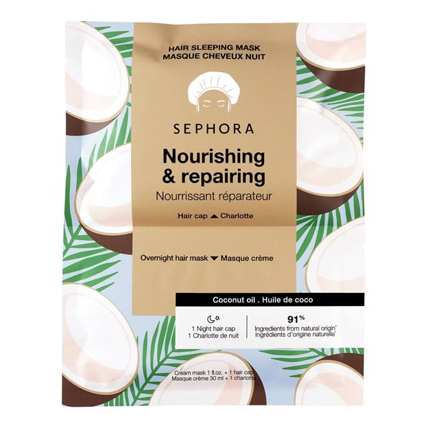 Máscara para el cabello de la colección Sephora por la noche (con aceite de coco).