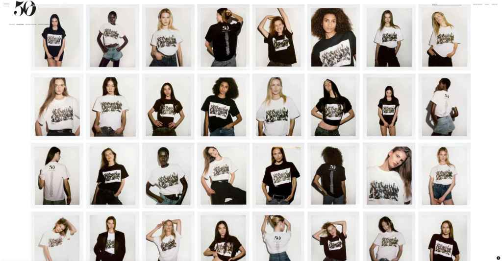Algunos de los 50 modelos que participaron en la película con la camisa conmemorativa