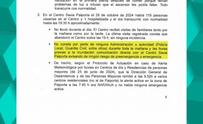 un centro de Paiporta denuncia que nadie les avisó el día de la DANA pese a estar cerca del barranco del Poyo