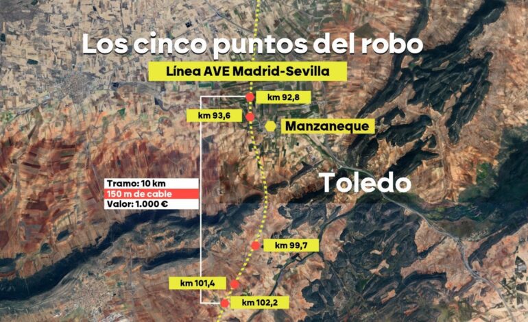 ¿Qué fue exactamente lo que robaron a Renfe? 300 metros de cable en cinco puntos diferentes por valor de 1.000 euros