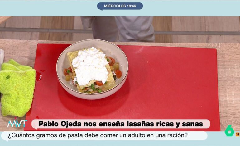 Receta de lasaña de verduras sin horno del nutricionista Pablo Ojeda