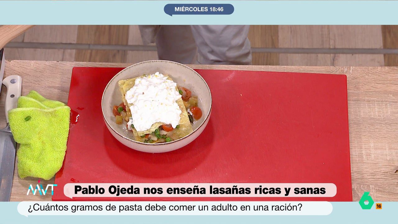 Receta de lasaña de verduras sin horno del nutricionista Pablo Ojeda