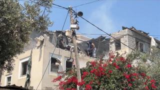 Estado en el que la oficina mundial en Gaza se ha quedado después de un bombardeo del ejército de Israel.