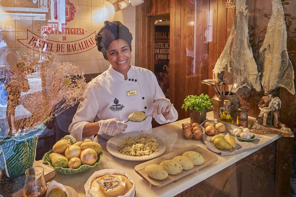 Casa portuguesa en el pastel de Bacalhau, Lisboa