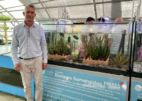 Imagen secundaria 1 - Aula de economía azul FAMM, donde la posidonia coexiste con especies como el caballito de mar. Juan Antonio López Jaime (a la imagen), presidente de FAMM, en las instalaciones antes mencionadas, ubicadas en Málaga