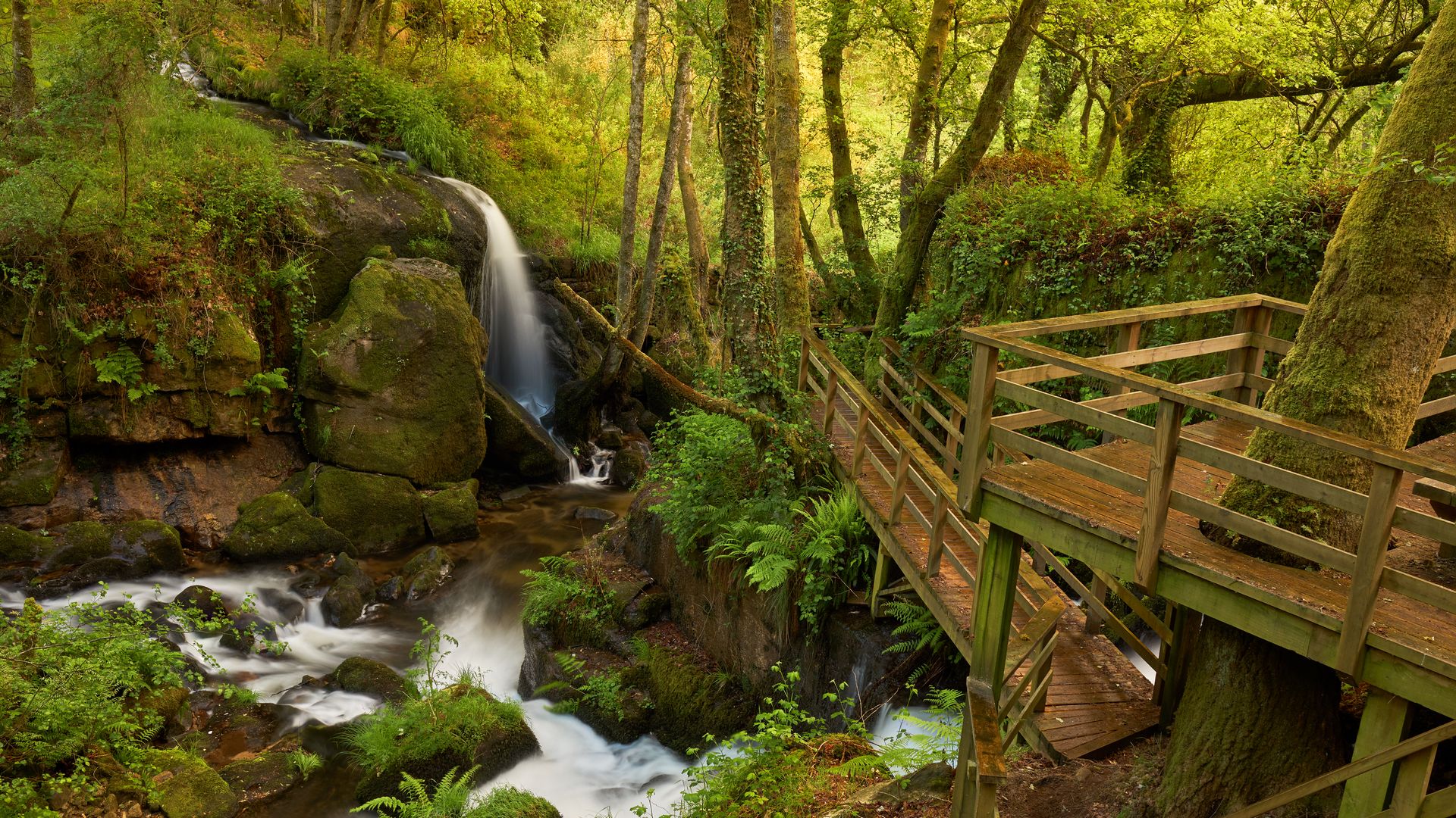 Pequeña cascada en Pazos de Araniro, al lado del río Aranteiro, Orose