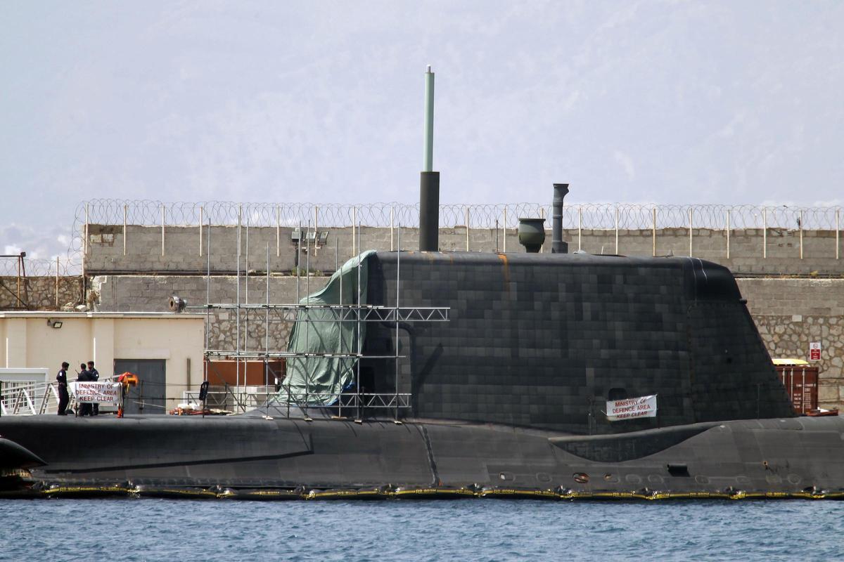 El submarino nuclear "Emboscada del HMS"en el puerto de Gibraltar, en una imagen de 2016.