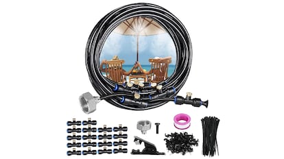 Kit para nebulizadores de jardín y sus componentes.