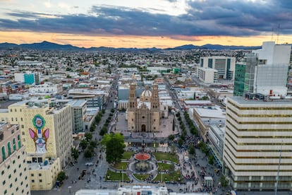 Vista aérea de la catedral Metropolitana de Chihuahua, en México. 