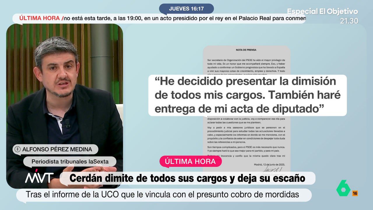 Alfonso Pérez Medina, sobre Santos Cerdán: "He visto casos de corrupción y me cuesta recordar un informe de la UCO tan demoledor"