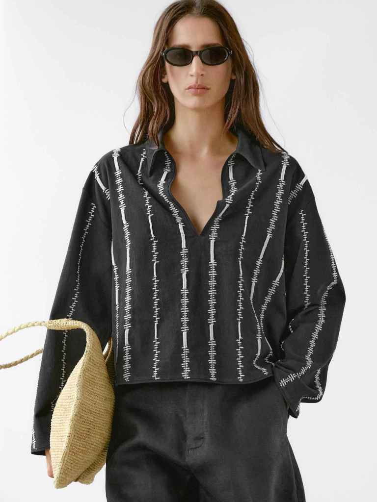 Massimo Dutti ventas de verano Blusa de estampado de algodón 