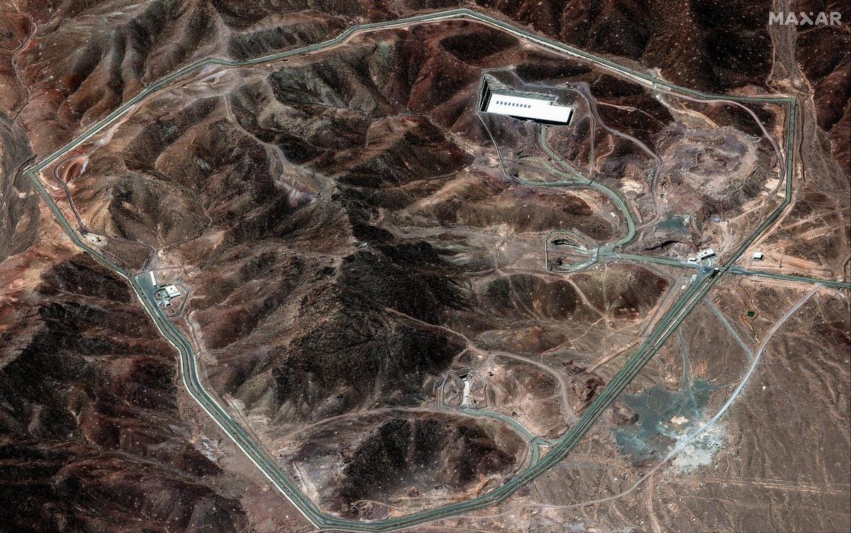 Imagen de satélite del complejo nuclear de Fordow en Irán.