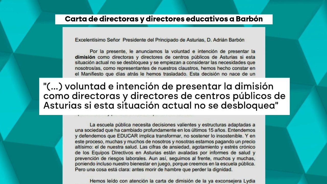 Más de 100 directores de colegios asturianos amenazan a Barbón con «dimitir en bloque» por la «precariedad» en sus centros