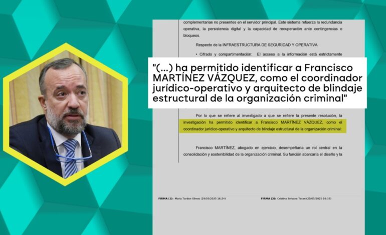 le considera «el arquitecto del blindaje estructural de la organización criminal» de Alcasec