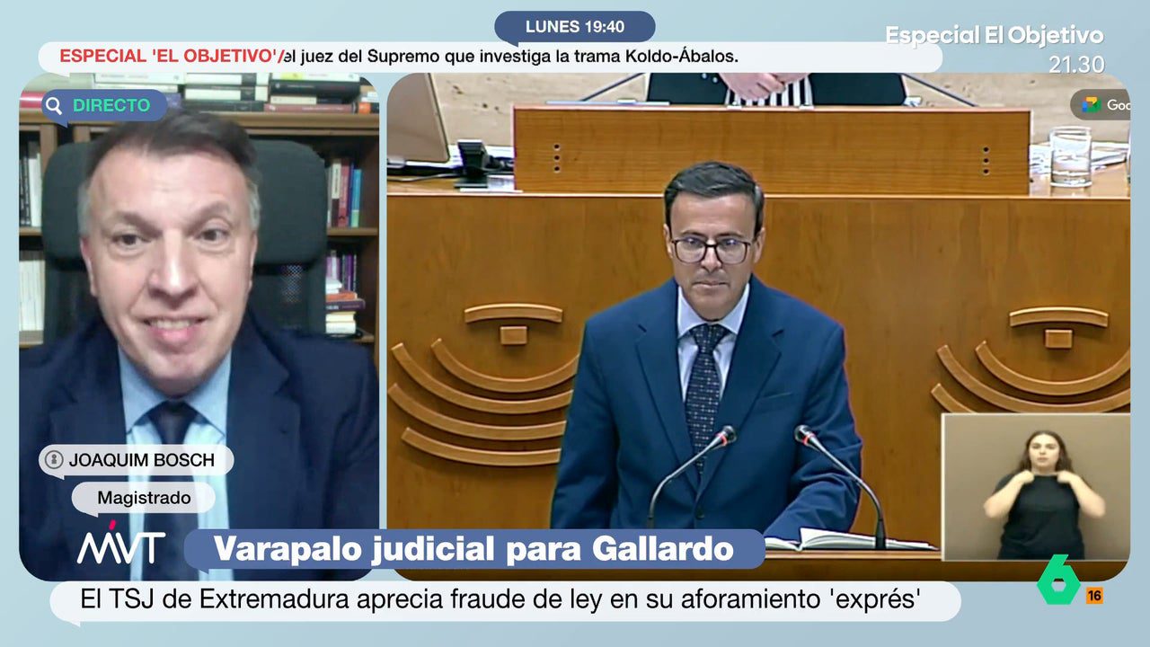 Joaquim Bosch analiza la decisión del TSJ de Extremadura sobre el aforamiento de Gallardo